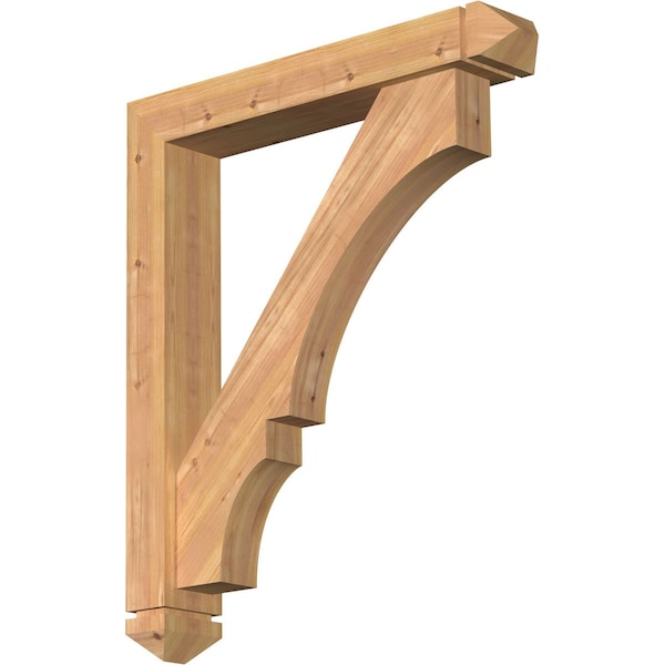 Ekena Millwork Balboa Arts and Crafts Smooth Bracket w/ Offset Brace, Western Red Cedar, 5 1/2"W x 32"D x 38"H BKT0604X32X38BOA03SWR - main